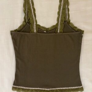 Olive Green Lace Trim Top